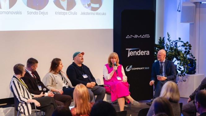 Paneļdiskusija konferencē “AI Reality Check 2026”. DVI direktore Jekaterina Macuka kopā ar citiem ekspertiem diskutē par mākslīgā intelekta ieviešanu, iespējām un izaicinājumiem.