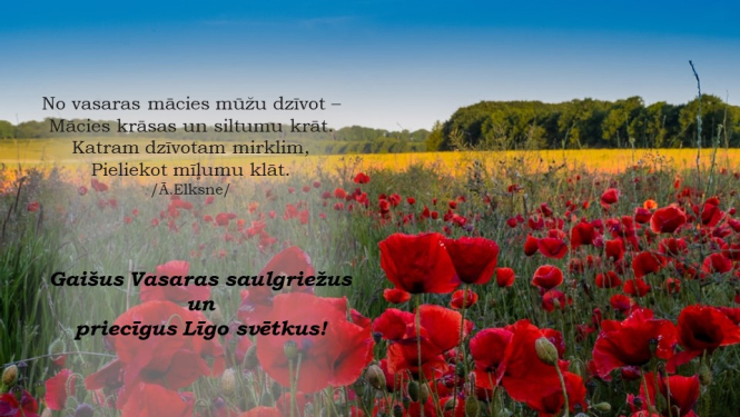 Gaišus Vasaras saulgriežus un priecīgus Līgo svētkus!