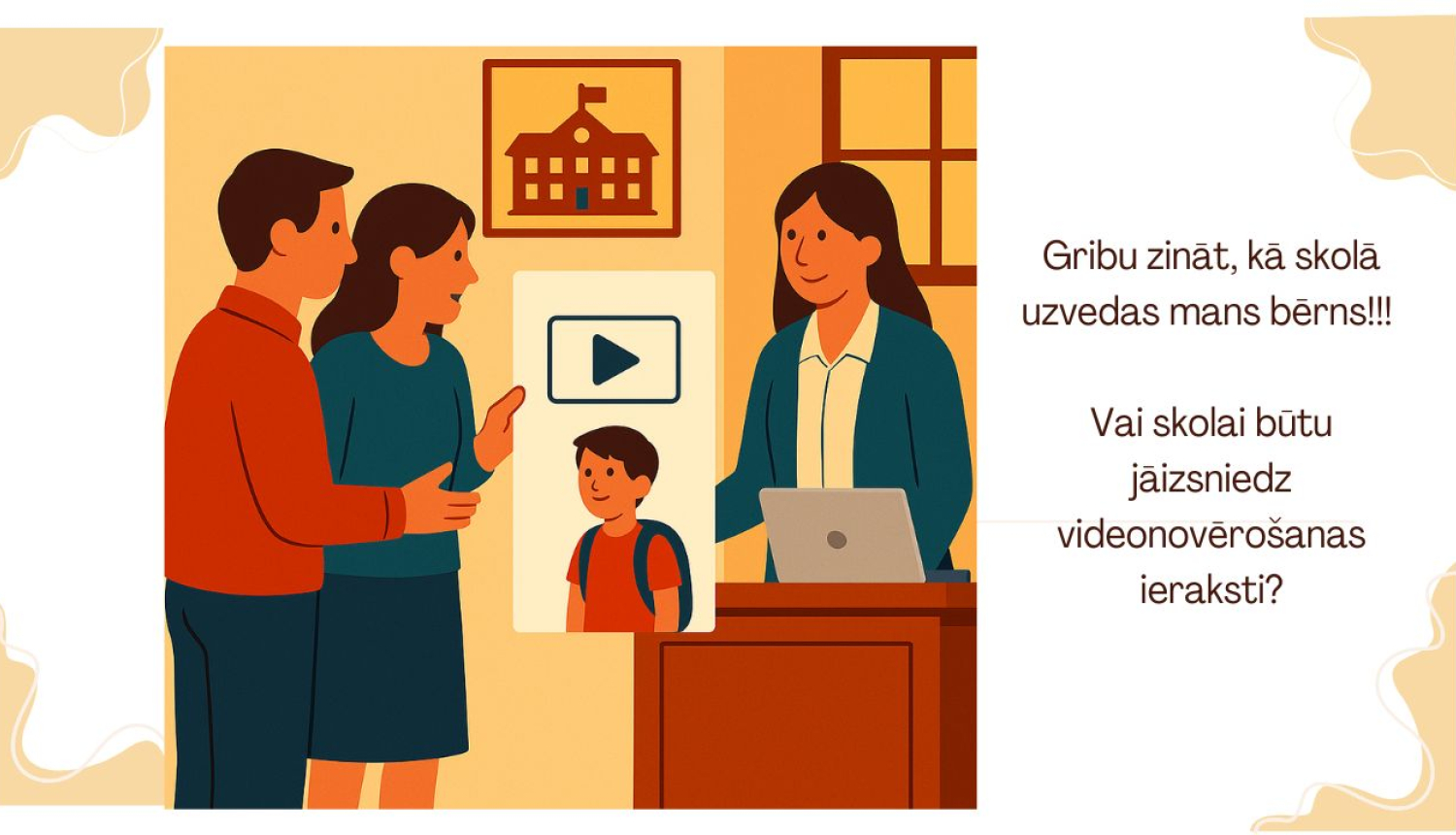 Tēvs un māte skolā, direktora kabinetā