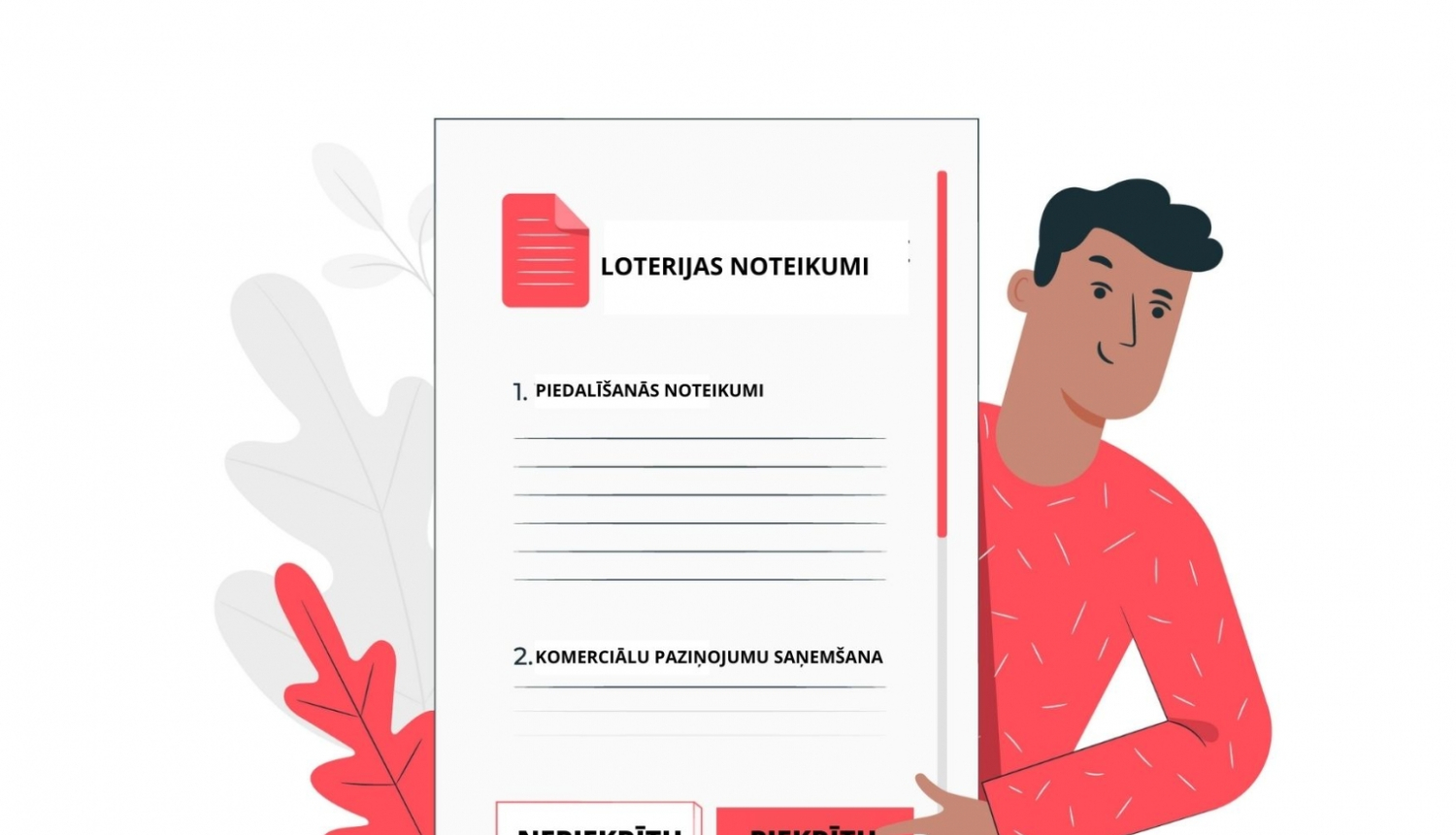 Loterijas noteikumi, komerciālie paziņojumi, piekrišana